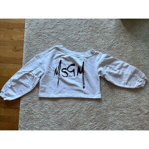 MSGM Logo Cropped Sweatshirt Made In Italy
